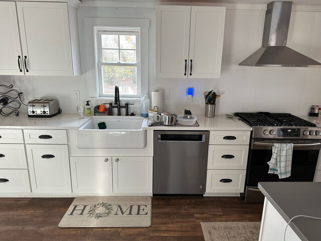 Kitchen entry with Home welcome mat