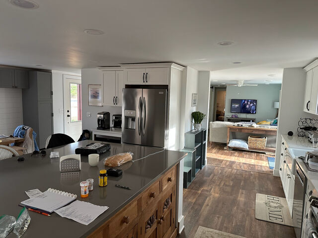 Open-concept kitchen and living area