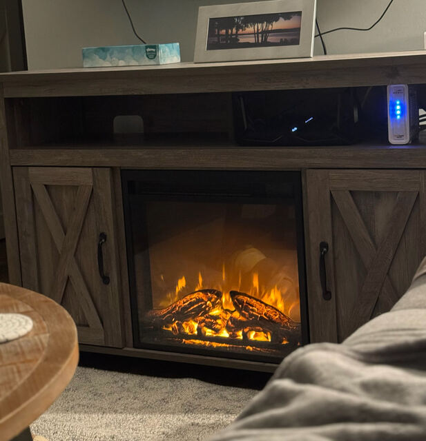 Living room electric fireplace and TV stand