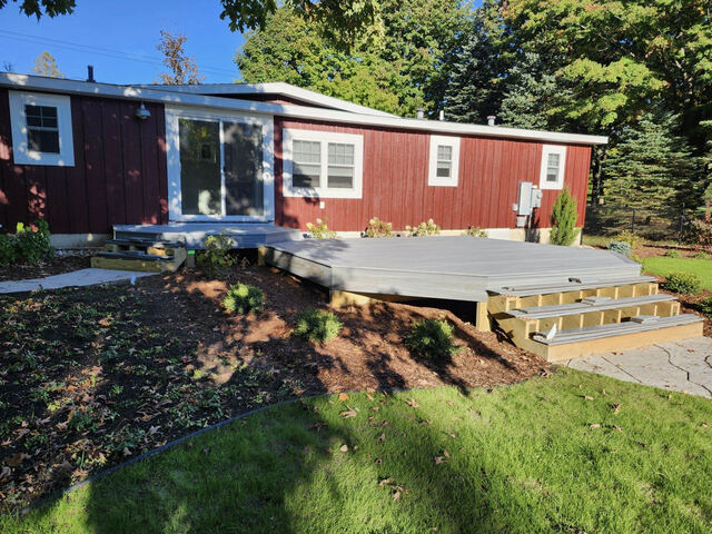 Newly finished deck off the back of the cabin